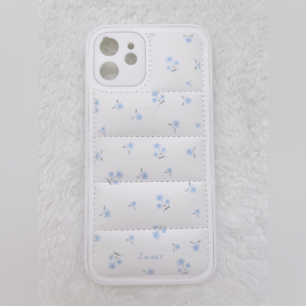 White Floral Puffer Phone Case